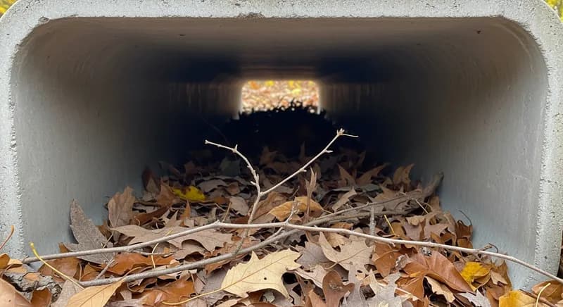 Feuilles et débris dans le conduit : Nettoyage