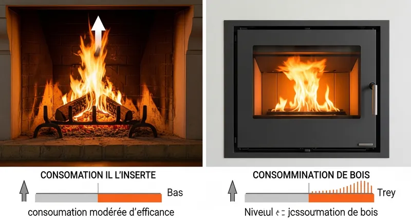 Insert vs foyer ouvert : Économies de combustible