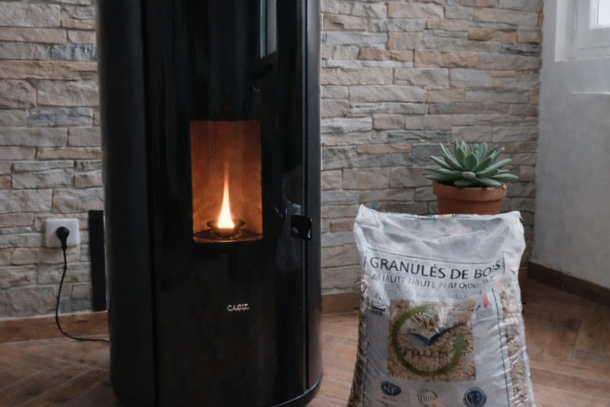 Poêle à granulés en fonctionnement