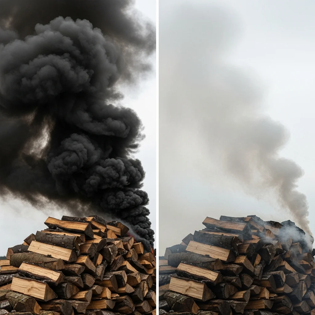 Comparaison fumée bois sec/humide