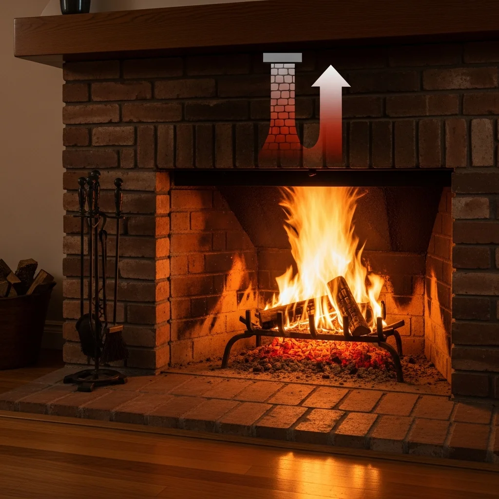Cheminée ouverte avec perte de chaleur