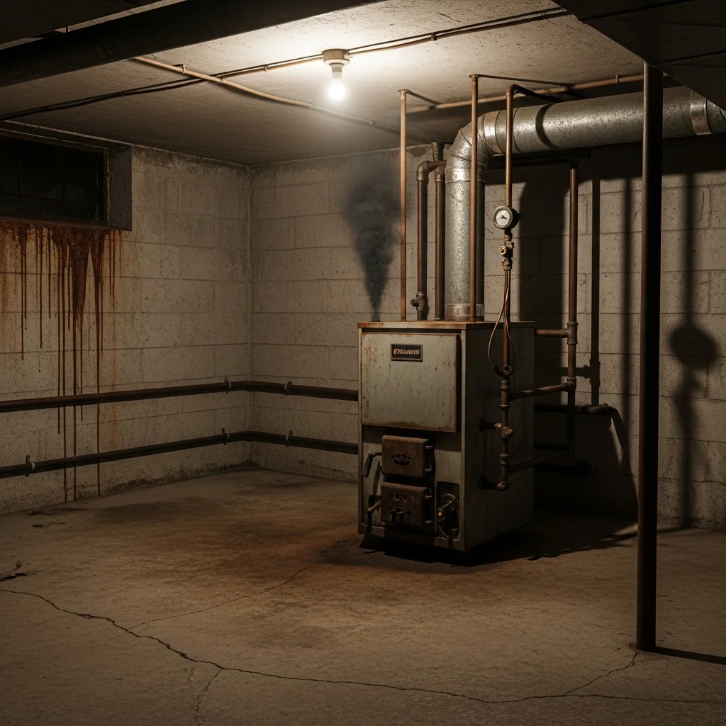 Chaudière à gaz vétuste et mal entretenue