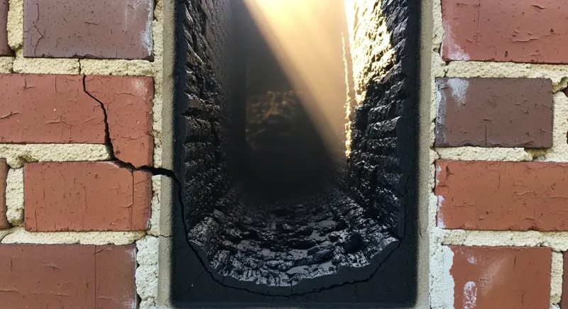 Chemin&eacute;e coup&eacute;e, suie visible