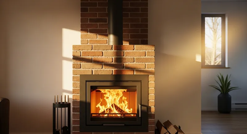 Foyer ferm&eacute; avec flamme vive