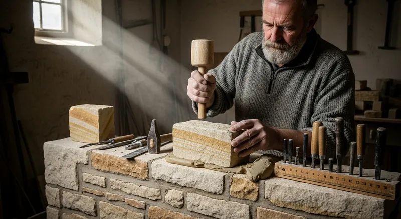 Ma&ccedil;on m&eacute;di&eacute;val construisant une chemin&eacute;e