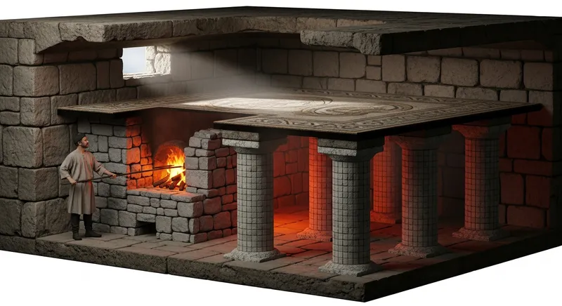 Hypocauste romain en fonctionnement