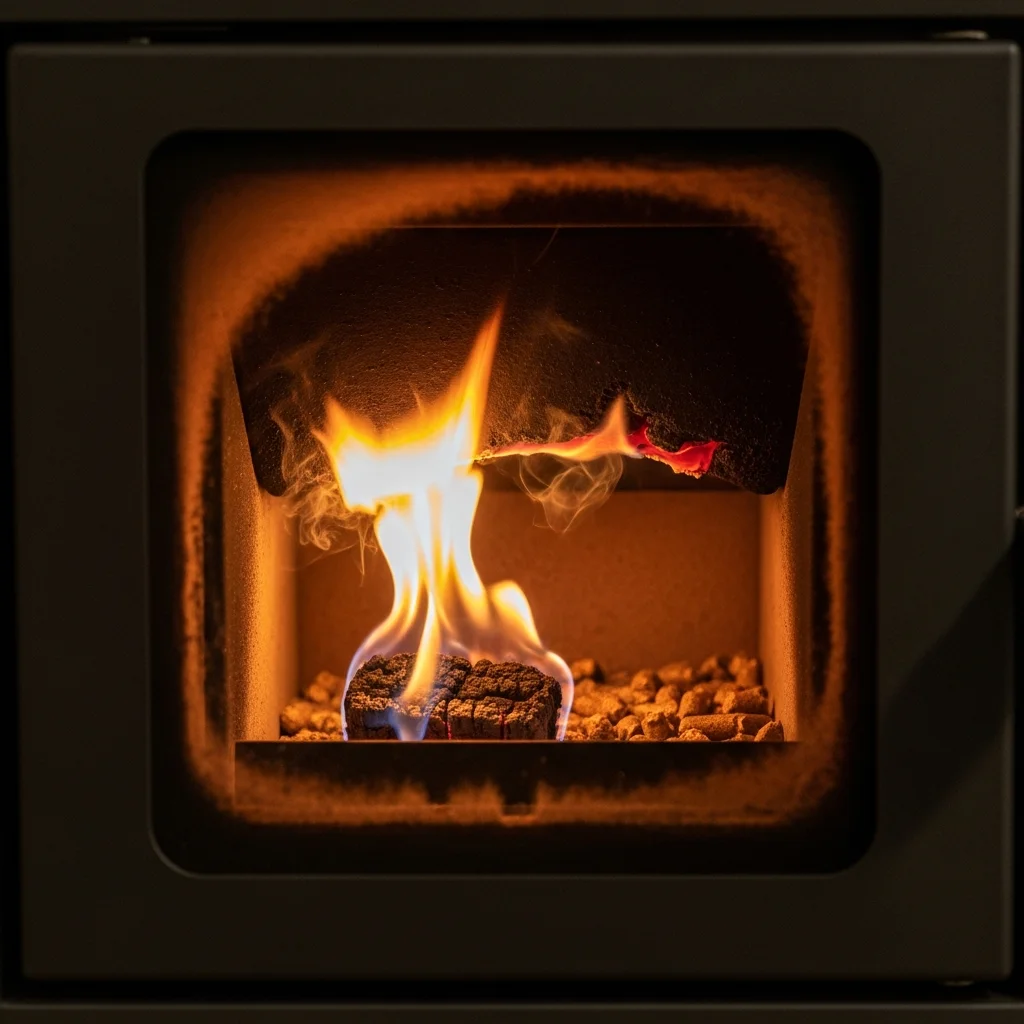 Flamme instable et suie dans un poêle à granulés