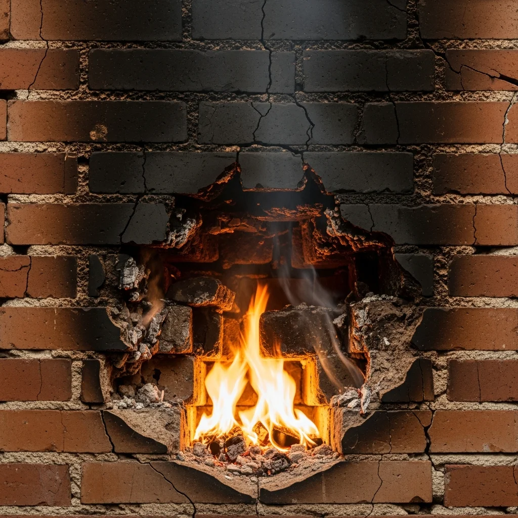 Conduit cheminée fissuré, risque d'incendie