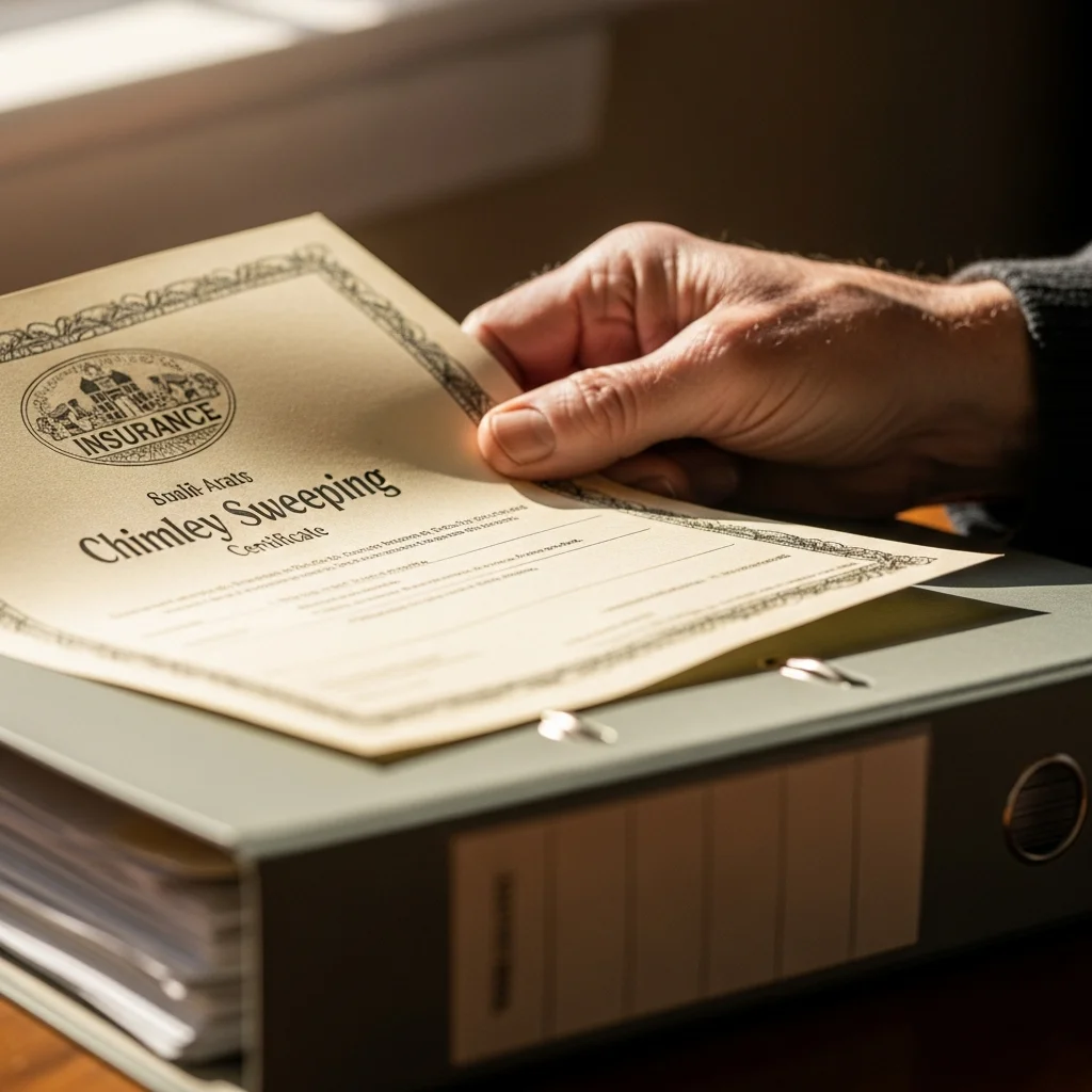 Certificat de ramonage officiel en main